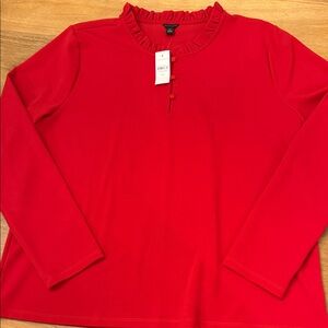 Ann Taylor XXL New Red Long Sleeve Ruffled Top